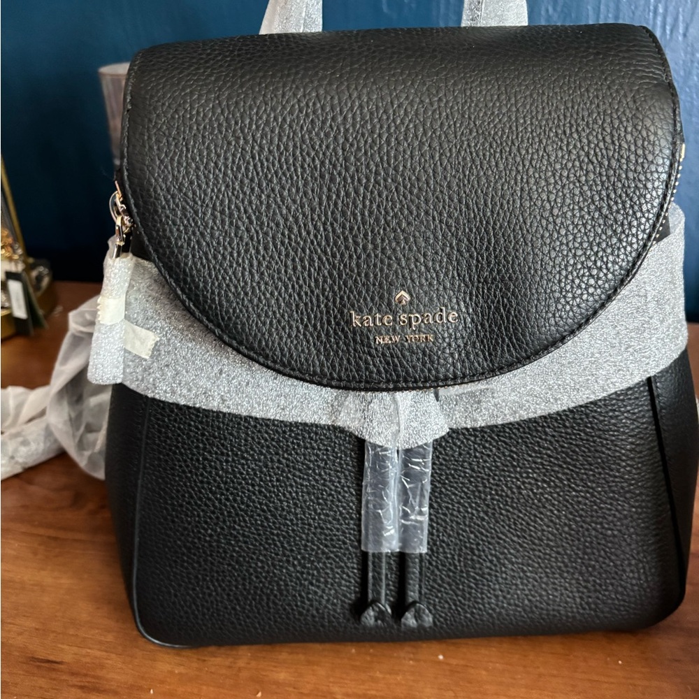 Kate Spade Leila Black Pebbled Leather Backpack